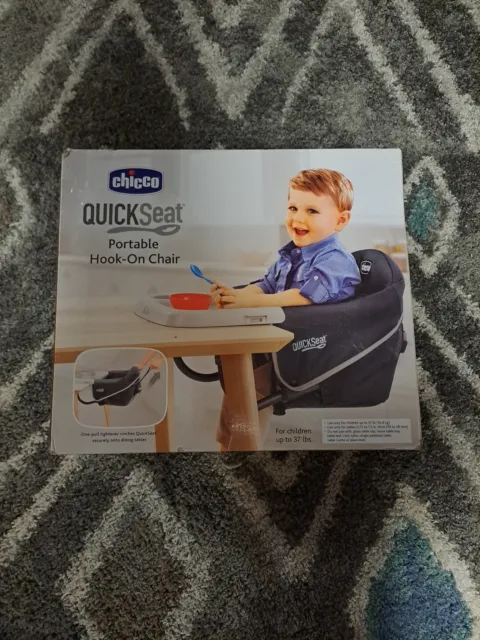 Chicco QuickSeat Portable Hook-On Chair & Snap-on Tray, Graphite NEW Sealed Box