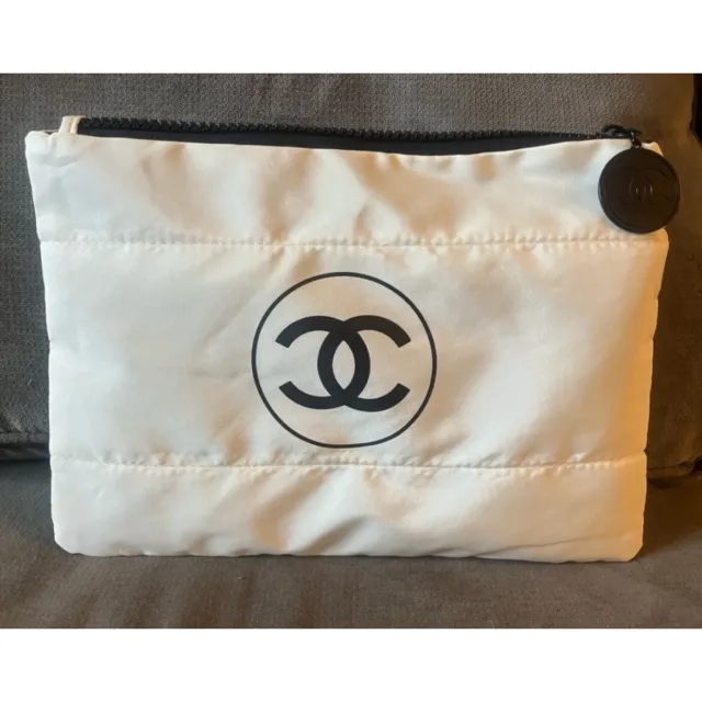 NEW CHANEL BEAUTE Puffy Cloud Padded Pouch Clutch Makeup Cosmetic Bag Off  White $75.00 - PicClick