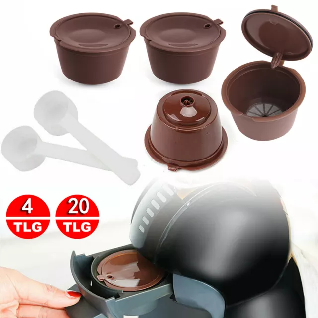 4/20x Nachfüllbar Wiederverwendbar Kaffee Kapseln Pods für Nescafe Dolce Gusto