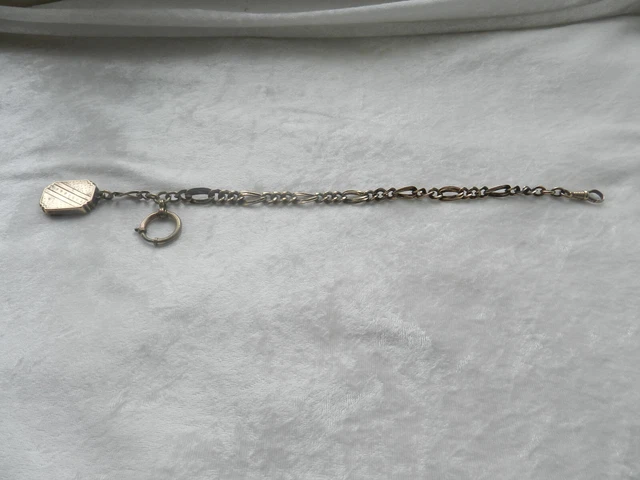 Chaîne De Montre à Gousset Ancienne Plaqué Or - Maille Gourmette 27.5 Cm - Occasion