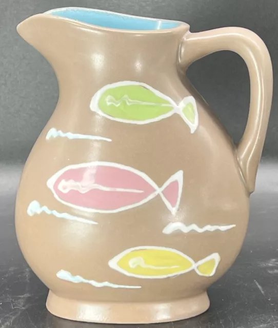 Ucagco Ceramics Mini Pitcher Japan Fish Water Hand Painted Ewer Vintage MCM