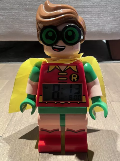 Lego Robin Figure Alarm Clock Batman DC Movie Working Digital Superhero Clock