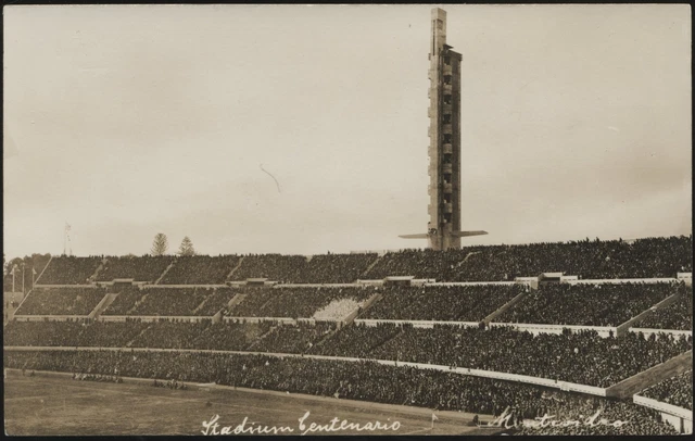 Real Photo - 'Montevideo Centernario Football Stadium 2 Card Set' (c1930's) -...