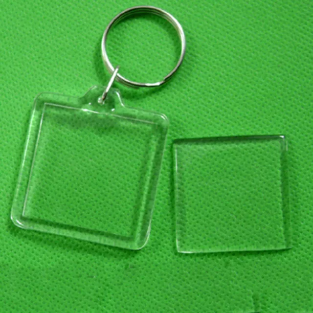 4/2/1X Clear Blank Plastic Insert Photo Picture Frame Key Ring Keychain Keyring~