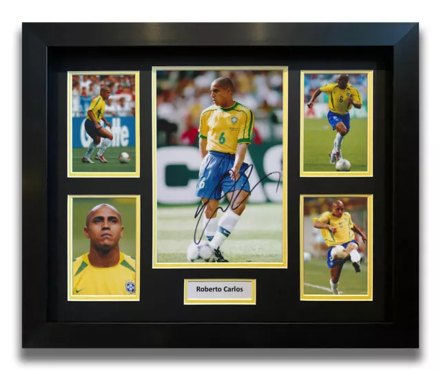 Roberto Carlos Hand Signed Framed Photo Display - Brazil Autograph - Football 4.