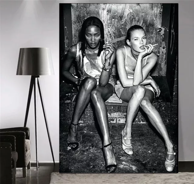 Kate Moss Naomi Campbell DEEP FRAMED CANVAS WALL ART or POSTER PRINT PICTURE