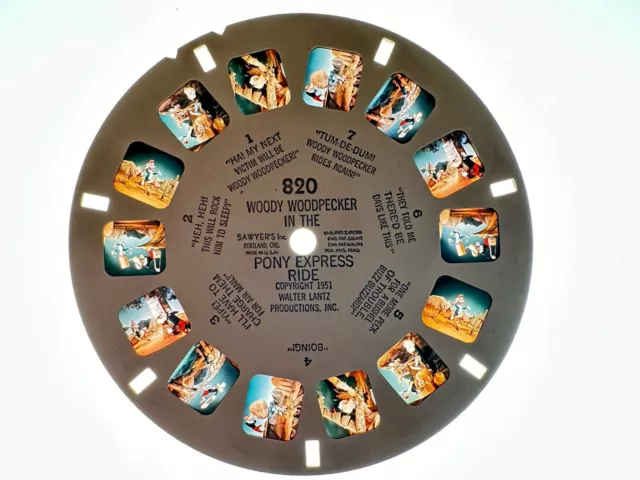 Sawyers View-Master Reel 820 Woody Woodpecker In The Pony Express Ride W Sleeve