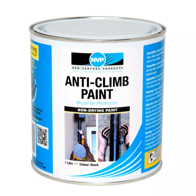 Anti Climb Security Paint (Anti Vandal & Intruder) -1ltr Black