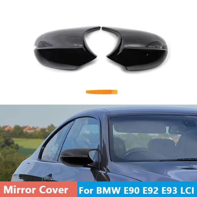 Pair of Style Gloss Black Rearview Side Mirror Caps For BMW E90 E92 E93 LCI