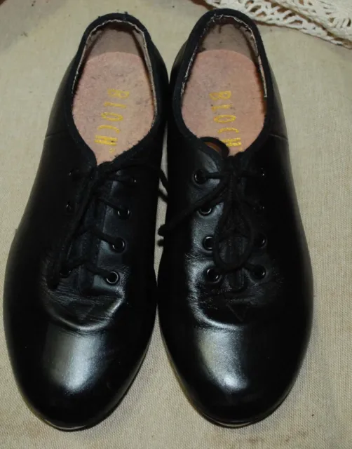BLOCH - Black Leather Lace Up Tap Shoes - Size 1½ - EXCELLENT CONDITION
