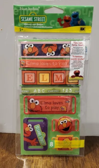 Vintage Sesame Street ELMO Scrapbook Sticker Pack Puffy Stickers & Ribbon New