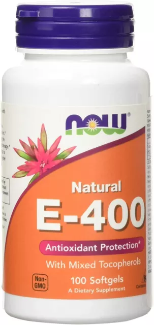 NOW FOODS, VITAMIN E-400 Natural Mixed Tocopherols 100 Weichkapseln SUPER PREIS