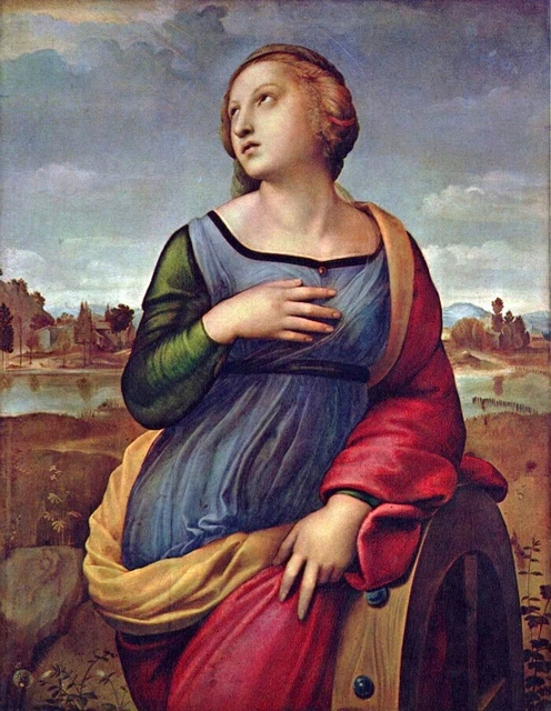 Oil painting Saint Catherine of Alexandria in landscape canvas handpainted24×36"