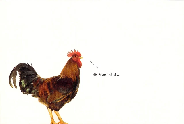 V10110 Australia Avant Card #10110 I Dig French Chicks Rooster postcard