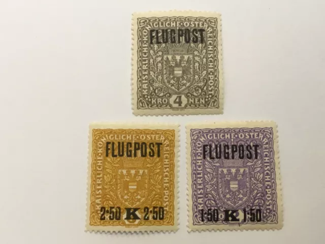 old stamps  AUSTRIA   x  3 air post 1918