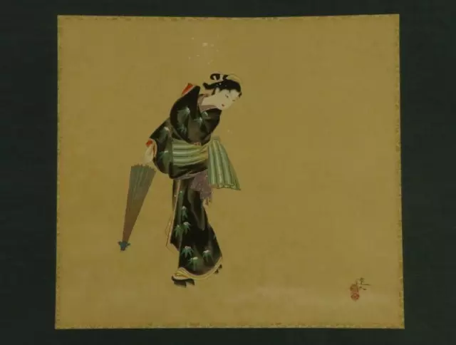 JAPANESE HANGING SCROLL ART Painting "Kimono Beauty" Asian antique  #E5235