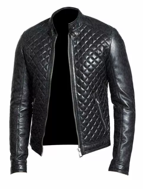Men's Leather Jacket Genuine Soft Lambskin Slim Fit Motorcycle Jacket