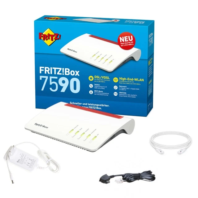 AVM FRITZBOX 7590 VDSL DSL Supervectoring Gigabit Modem MESH WLAN ...