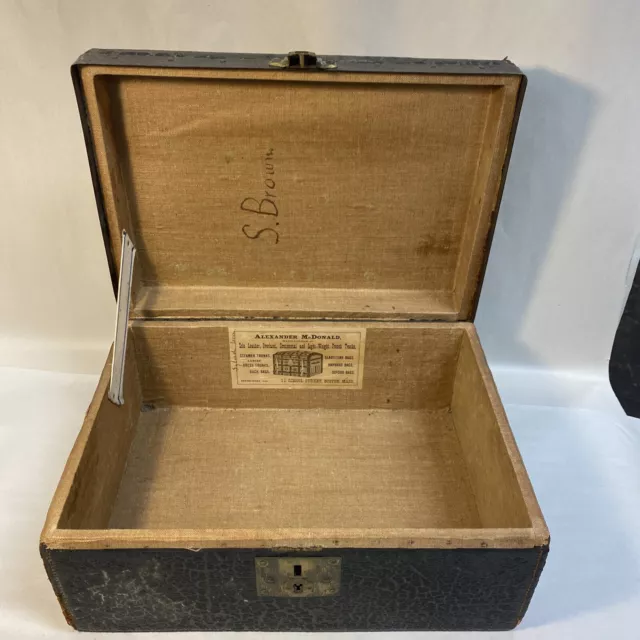 ANTIQUE ALEXANDER McDONALD LEATHER TRUNK, Small Size