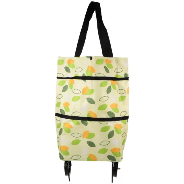 2 Pieces Oxford Cloth Shopping Bag with Wheel Rolley on Wheels Folding Grocery