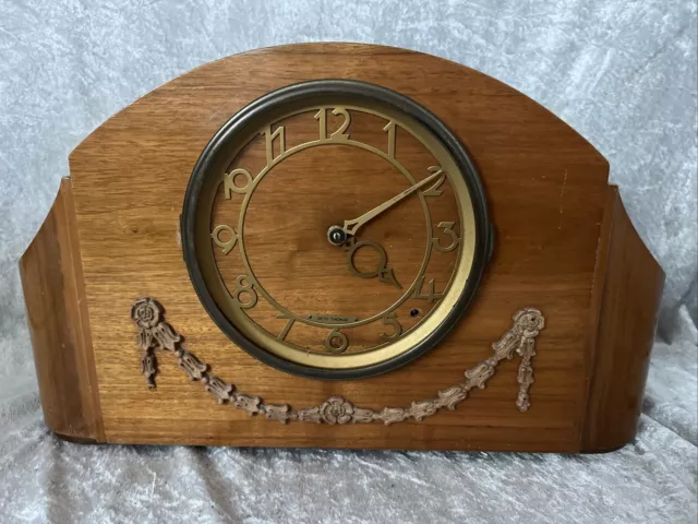 Vintage Seth Thomas Electric Mantle Clock Electric Art Deco Mahogany Wood