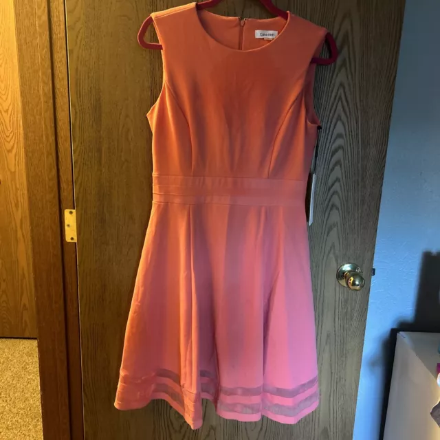 Women's Calvin Klein Size 10 Peach Flare Dress New With Tags Adorable Sleeveless