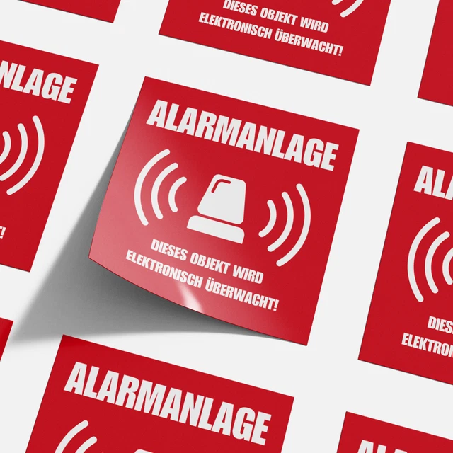 Videoüberwachung-Aufkleber – Rot, Selbstklebend, 9x9 Cm, Kratz- Und Wetterfest Für Draußen