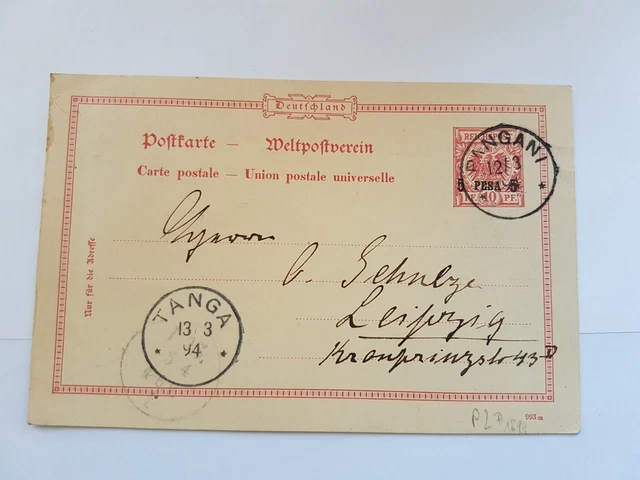 DOA Deutsch Ost Afrika  Ganzsache Pangani 12.3.1894  Tanga 13.3.1894 + Stempel