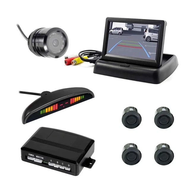 Kit Monitor 4,3'' E Telecamera Retrovisore Con 4 LED – Visione Notturna, IP68 – Per Auto, SUV, Camion