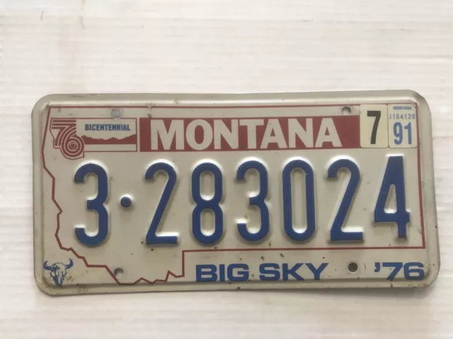 Vintage Montana Bicentennial License Plate - July 1991