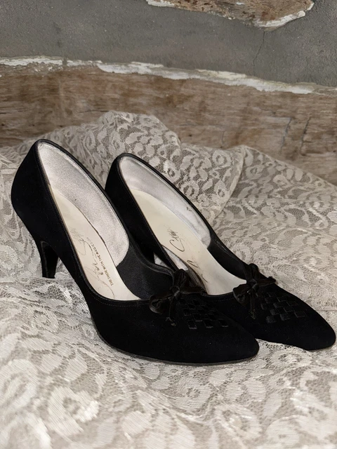 Vintage 1950s Black Pumps Heels Air Step 1940s