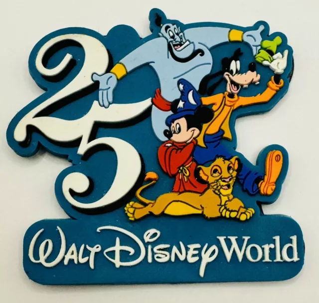 WDW Walt Disney World Mickey Aladdin Genie Goofy Simba 25th Anniversary Magnet