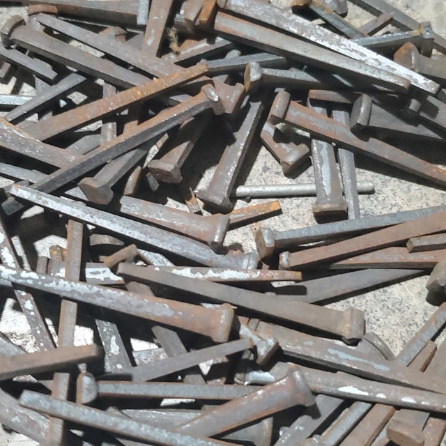 3.9 lbs of  Vintage antique Square cut nails most 2.5"  long GC (15