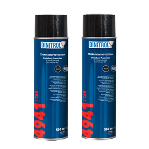 2 x DINITROL 4941 UNDERBODY CHASSIS RUST PROOFING BLACK WAX 500ml Aerosol