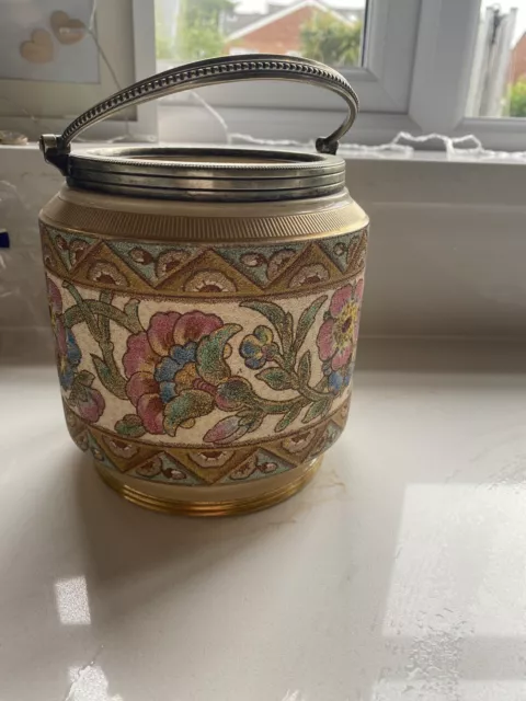 Antique Taylor Tunnicliffe & Co porcelain & silver plated Tea Caddy *NO LID*