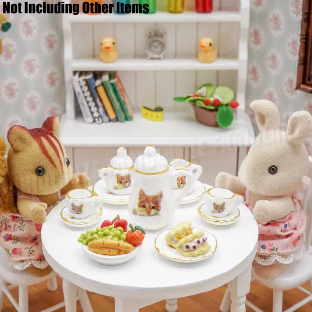 1:12 Miniature 15PCS Tea Cup Set Porcelain Teapot Teaware Kitchen Dollhouse Deco 3