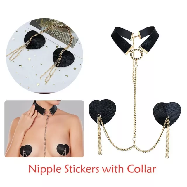 Womens Nipple Adhesive Chain Decorations Stickers Valentine Halter Sexy Body