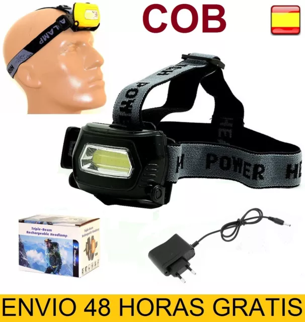 Linterna Frontal Recargable Impermeable De luz LED COB ajustable 3 tipos de luz