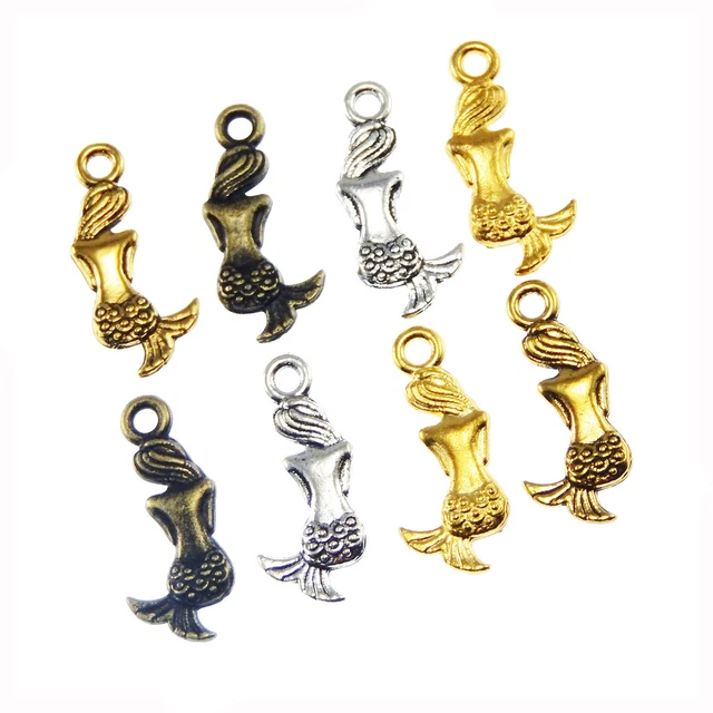 60 Stück Multi-Stil Metall Schicke Meerjungfrau Geformt Schmuck Charm Anhänger