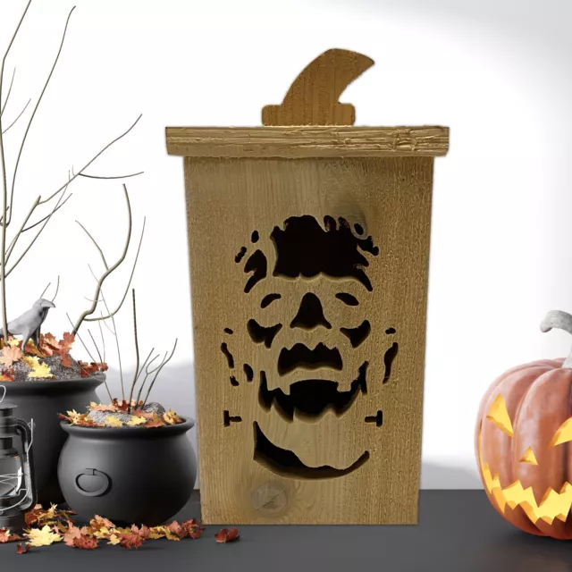 Rustic Frankenstein Wooden Spooky Halloween Jack O Lantern Pumpkin Handmade