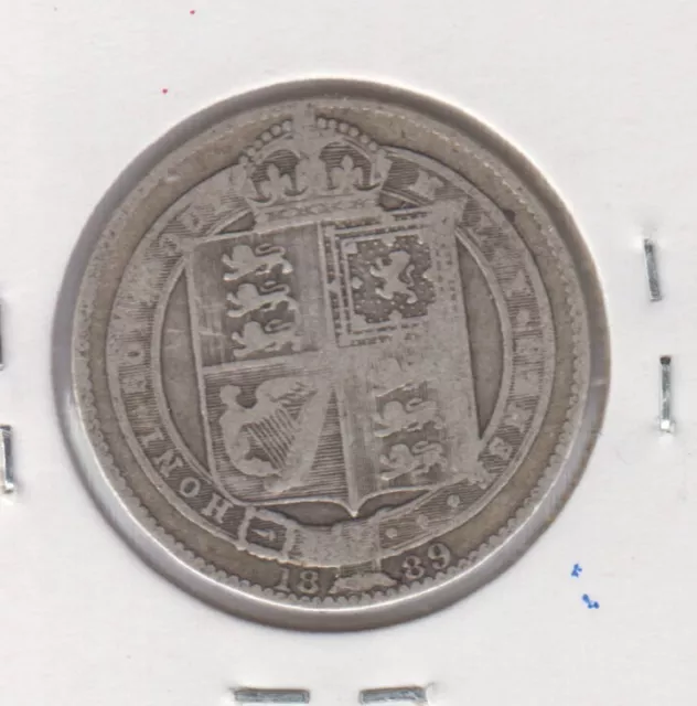 GREAT BRITAIN UK Victoria Silver Shilling 1889 (Z371)