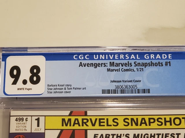 Avengers: Marvels Snapshots #1 Cgc Nm/Mt(9.8) White *Rare Johnson Variant Cover* 2