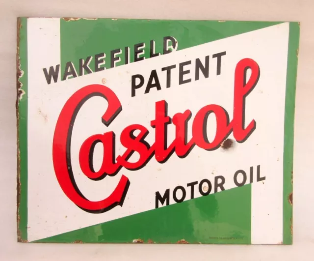 1930's Old Castrol Motor Oil Wakefield Patent Porcelain Enamel Sign Board London