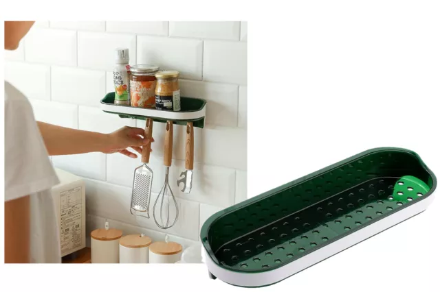 Mensola da parete adesiva scaffale organizer portaoggetti ganci bagno cucina
