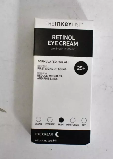 The Inkey List Retinol Eye Cream 0.5 .5 oz / 15mL Full Size Treatment 25+