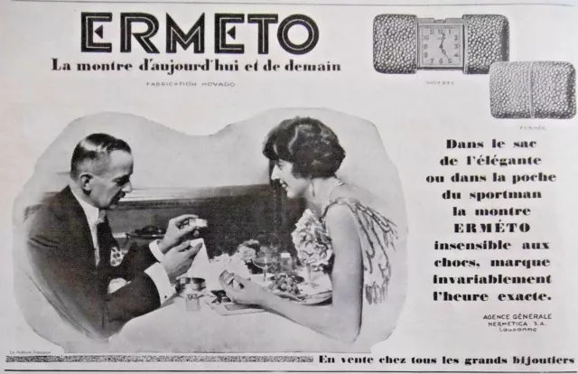 Publicité De Presse 1928 Ermeto La Montre D'aujourd'hui Et De Demain