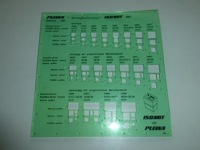 Zeichenschablone PLEWA Montageschornstein ISOMIT 1 : 50
