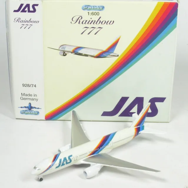 1:600 Boeing 777-200 JAS Japan Air System Rainbow Schabak 928/74 neuw.  OVP