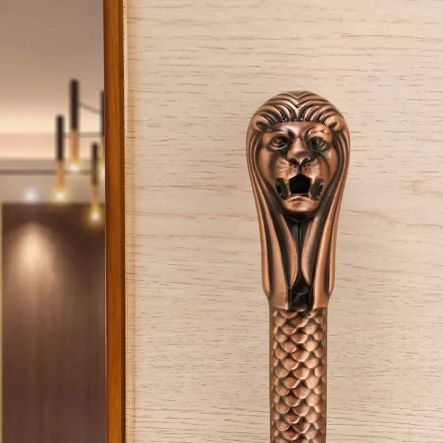 Lion Shape Curved Door Handle (Pack of 2) Aluminium Pull Handle Brass Home Decor 3