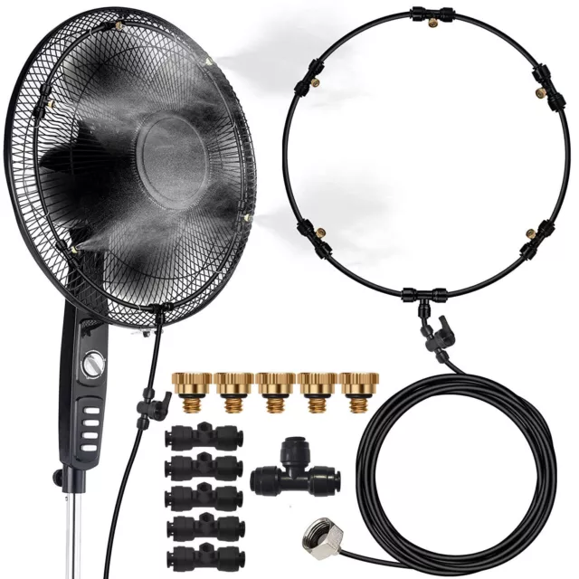 Outdoor Fan Misting Cooling System 5 Nozzle Water Mister Spray Garden Irrigation